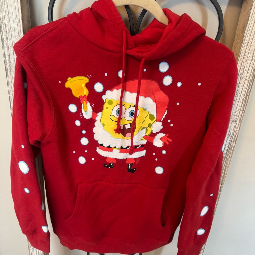 Nickelodeon SpongeBob‎ SquarePants Christmas Santa Hoodie Red Small